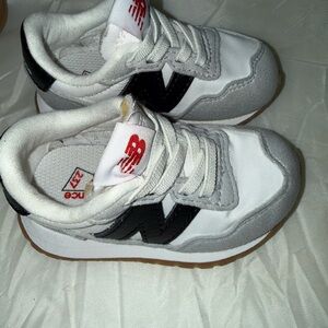 New Balance Kids White and Gray Sneakers